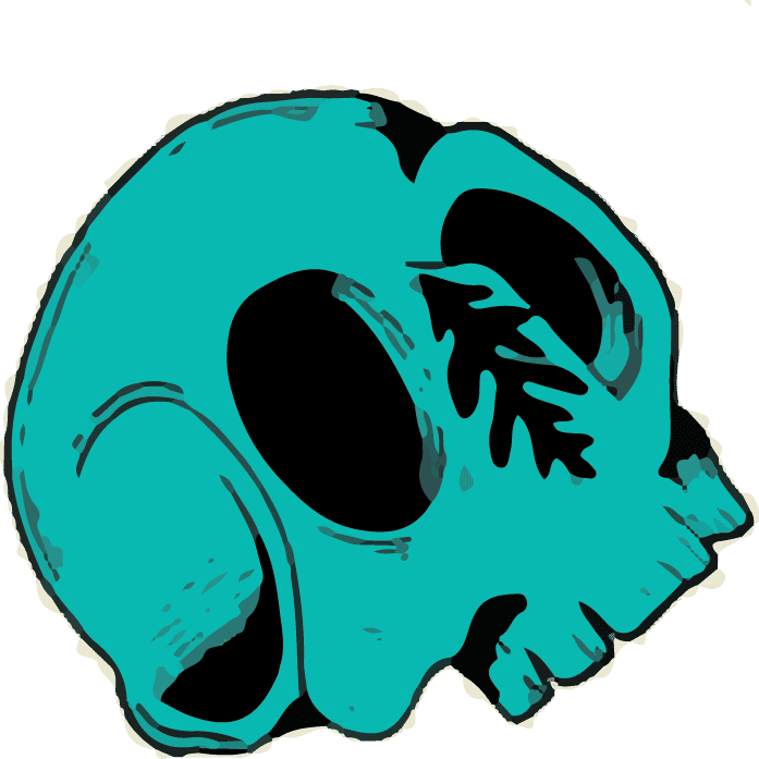 Teal skull logo